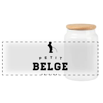 petit Belge manneke pis - Panoramic Cookie Jar with Wooden Lid - white - Front