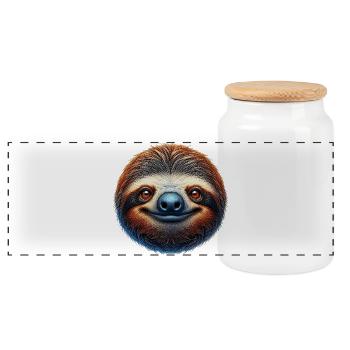 Sloth - Panoramic Cookie Jar with Wooden Lid - white - Front