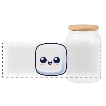 Sweet Marshmallow Sugar Comic - Panoramic Cookie Jar with Wooden Lid - white - Front