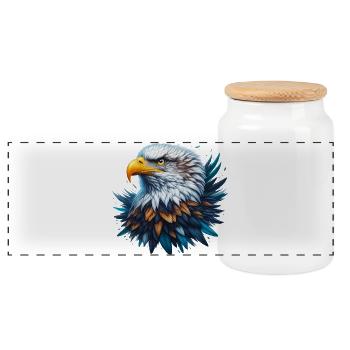 Eagle - Panoramic Cookie Jar with Wooden Lid - white - Front