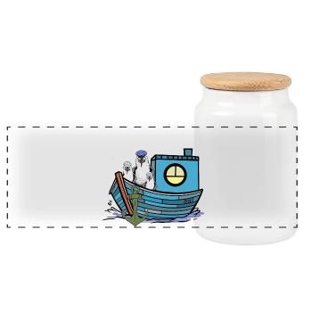 Mouettes Marins Bateau de pêcheur Bateaux de marins - Boîte à biscuits avec couvercle en bois - blanc - Devant
