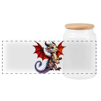 Dragon - Boîte à biscuits avec couvercle en bois - blanc - Devant