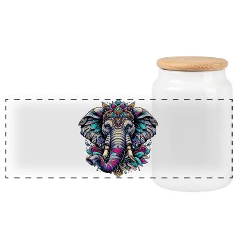 Éléphant - Boîte à biscuits avec couvercle en bois - blanc - Devant