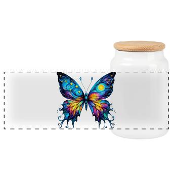 Papillon Van Gogh - Boîte à biscuits avec couvercle en bois - blanc - Devant