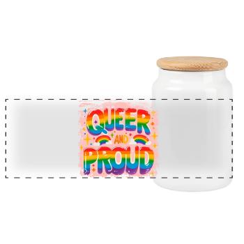 Queer und stolz - Panorama Keksdose mit Holzdeckel - Weiß - Vorne