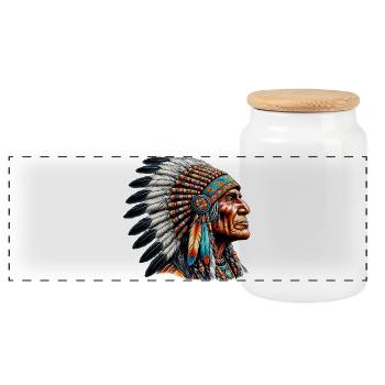 Amérindien Peau rouge d’Amérique - Boîte à biscuits avec couvercle en bois - blanc - Devant