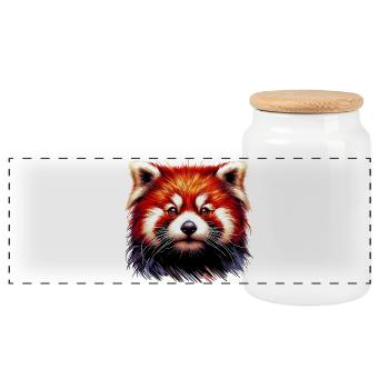 Kleiner Panda - Panorama Keksdose mit Holzdeckel - Weiß - Vorne