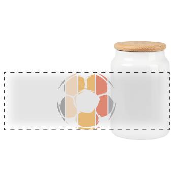 retro FUßball Illustration vintage Ball Symbol - Panorama Keksdose mit Holzdeckel - Weiß - Vorne