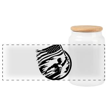 USA Patriot Held Flagge Grunge Vintage Look - Panorama Keksdose mit Holzdeckel - Weiß - Vorne