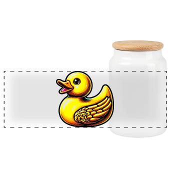 Duckling Duck Duck - Panoramic Cookie Jar with Wooden Lid - white - Front
