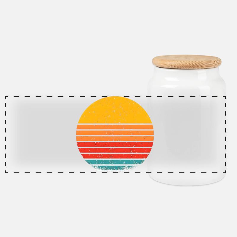 Retro-Farben - Panorama Keksdose mit Holzdeckel - Weiß