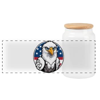 USA and USA Eagle - Panoramic Cookie Jar with Wooden Lid - white - Front