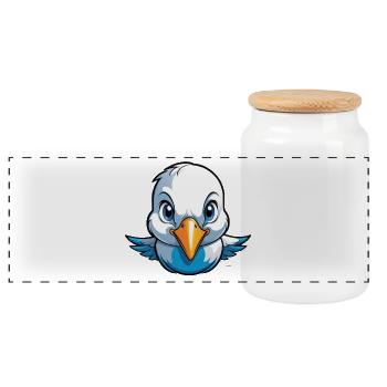 Little Dove Flying Ace - Panoramic Cookie Jar with Wooden Lid - white - Front