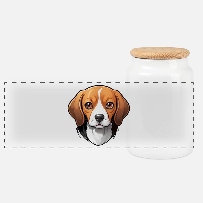 Adorable Beagle - Panorama Keksdose mit Holzdeckel - Weiß