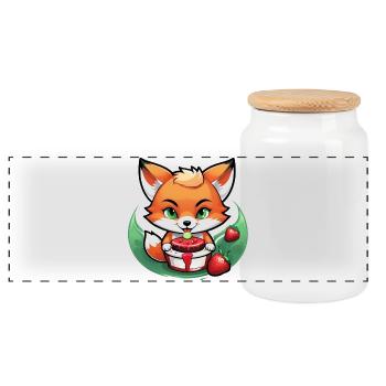 Foxy Strawberry Cake - Panorama Keksdose mit Holzdeckel - Weiß - Vorne