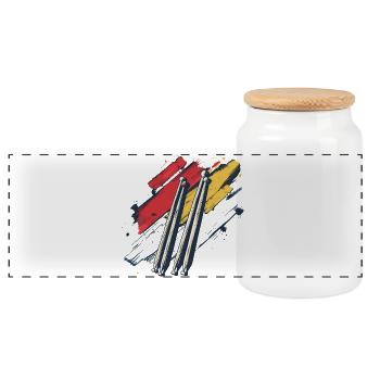 Drumsticks Graphic - Panoramic Cookie Jar with Wooden Lid - white - Front