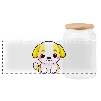 Cute Puppy Love Heart Eyes Adorable Dog T-Shirt - Panoramic Cookie Jar with Wooden Lid - white - Front