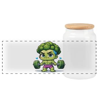Brocoli pour l’haltérophilie - Boîte à biscuits avec couvercle en bois - blanc - Devant