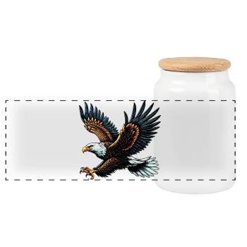Eagle - Panoramic Cookie Jar with Wooden Lid - white - Front