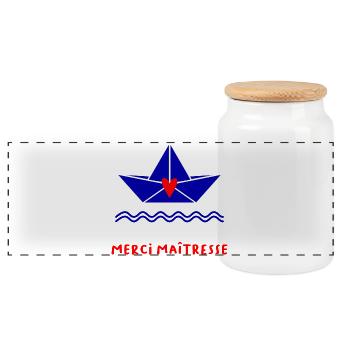MISTRESS. THANK YOU. THANK YOU MISTRESS - Panoramic Cookie Jar with Wooden Lid - white - Front