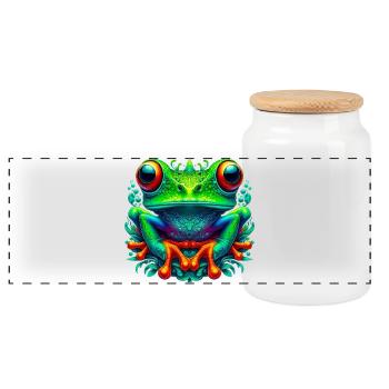 Frosch - Panorama Keksdose mit Holzdeckel - Weiß - Vorne