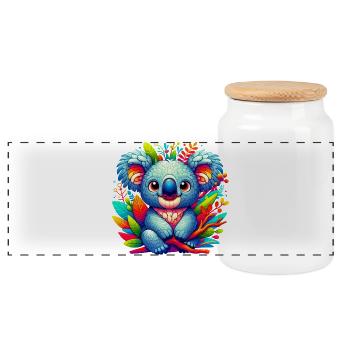 Koala - Panorama Keksdose mit Holzdeckel - Weiß - Vorne