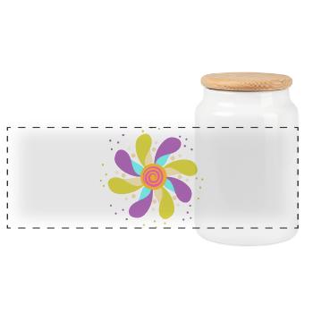 Fleur Psychédélique Colorée - Boîte à biscuits avec couvercle en bois - blanc - Devant