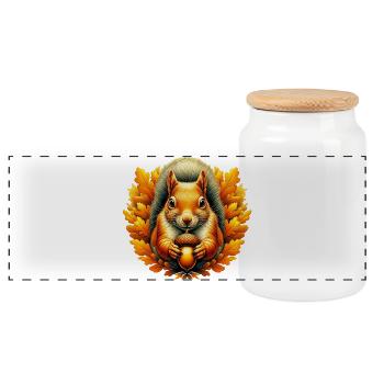 Écureuil - Boîte à biscuits avec couvercle en bois - blanc - Devant