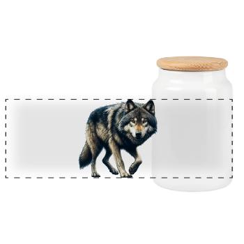 Wolf - Panorama Keksdose mit Holzdeckel - Weiß - Vorne