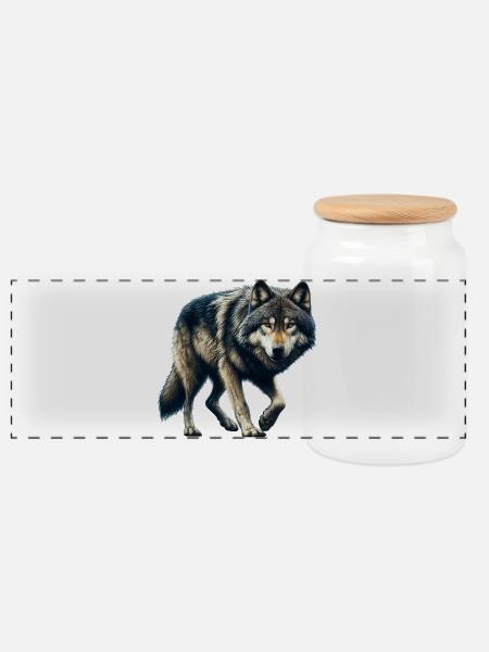 Wolf - Panorama Keksdose mit Holzdeckel - Weiß
