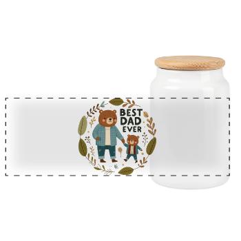 Best Dad Ever. Father's Day - Panoramic Cookie Jar with Wooden Lid - white - Front