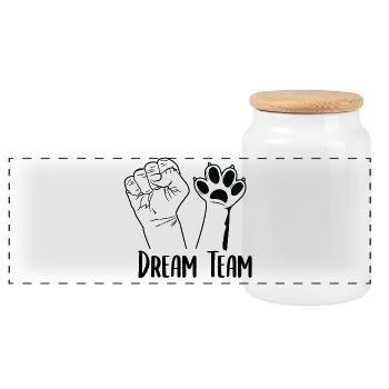 Dream Team - Panorama Keksdose mit Holzdeckel - Weiß - Vorne