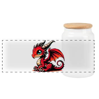 Dragon - Boîte à biscuits avec couvercle en bois - blanc - Devant