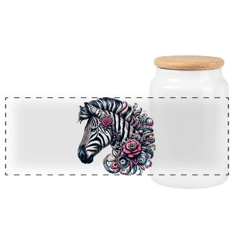 Zèbre - Boîte à biscuits avec couvercle en bois - blanc - Devant