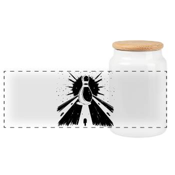 Graphique de quille de bowling - Boîte à biscuits avec couvercle en bois - blanc - Devant