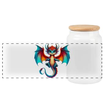 Dragon - Boîte à biscuits avec couvercle en bois - blanc - Devant