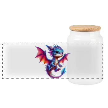 Dragon - Panoramic Cookie Jar with Wooden Lid - white - Front