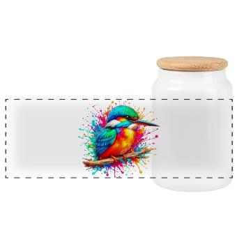 Eisvogel - Panorama Keksdose mit Holzdeckel - Weiß - Vorne