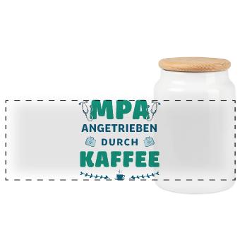 Assistante de pratique médicale | Mpa | Café - Boîte à biscuits avec couvercle en bois - blanc - Devant