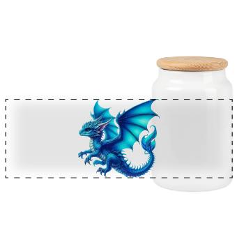 Dragon - Panoramic Cookie Jar with Wooden Lid - white - Front