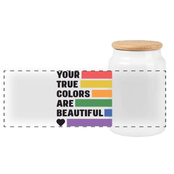 LGBT Pride Month - Your True Colors Are Beautiful - Panoramic Cookie Jar with Wooden Lid - white - Front