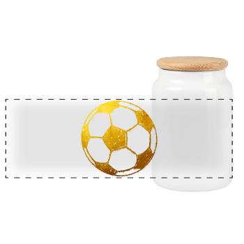 Football - Gold - Panoramic Cookie Jar with Wooden Lid - white - Front