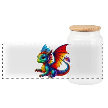 Dragon - Boîte à biscuits avec couvercle en bois - blanc - Devant