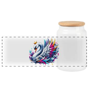 Cygne avec la reine héritière du roi Princesse Prince - Boîte à biscuits avec couvercle en bois - blanc - Devant
