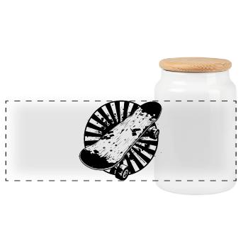 Skateboard Zeichnung - Panorama Keksdose mit Holzdeckel - Weiß - Vorne
