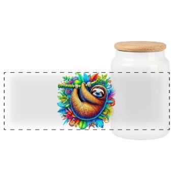 Paresse - Boîte à biscuits avec couvercle en bois - blanc - Devant