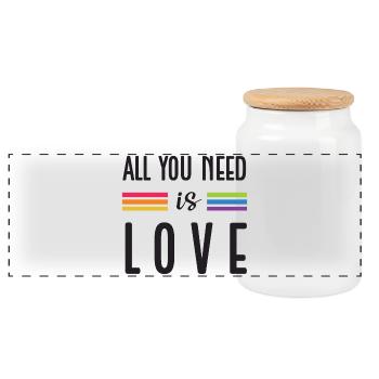 LGBTQ Pride Month - All You Need is Love - Panorama Keksdose mit Holzdeckel - Weiß - Vorne