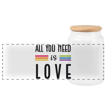 LGBTQ Pride Month - All You Need is Love - Panorama Keksdose mit Holzdeckel - Weiß - Vorne