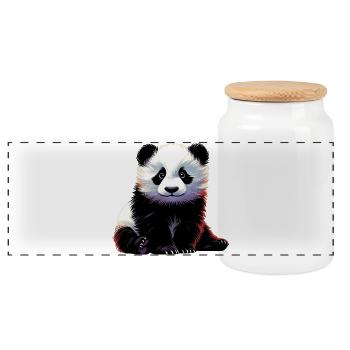 Panda - Panorama Keksdose mit Holzdeckel - Weiß - Vorne