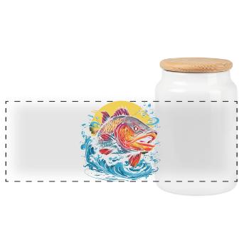 Illustration de pêche - Boîte à biscuits avec couvercle en bois - blanc - Devant